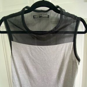 All Saints soft grey and mesh top